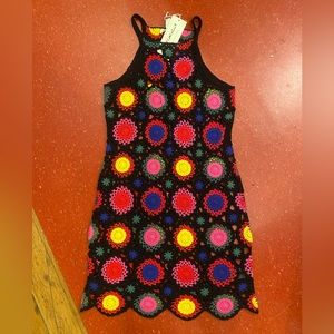 BNWT *Rare* H&M Coachella Official Collection Multi Color Crocheted Tank Dress